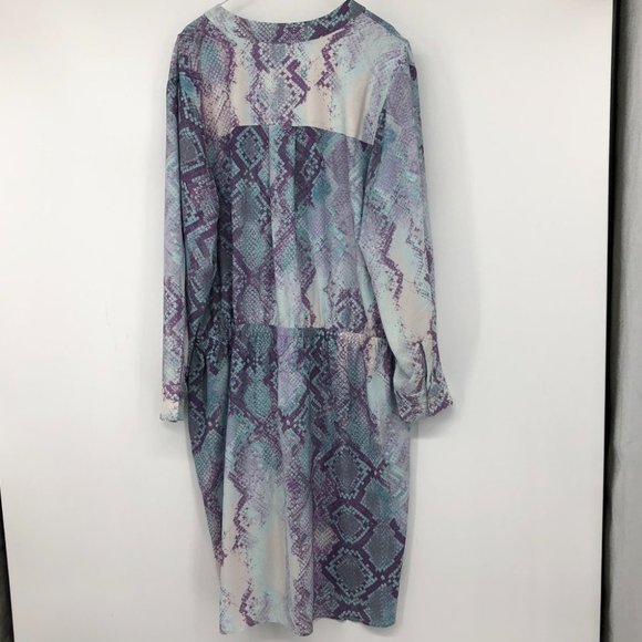 Mynt  1792 snakeskin print 3/4 sleeve shirt dress elastic waist blue purple 2X - Picture 4 of 16